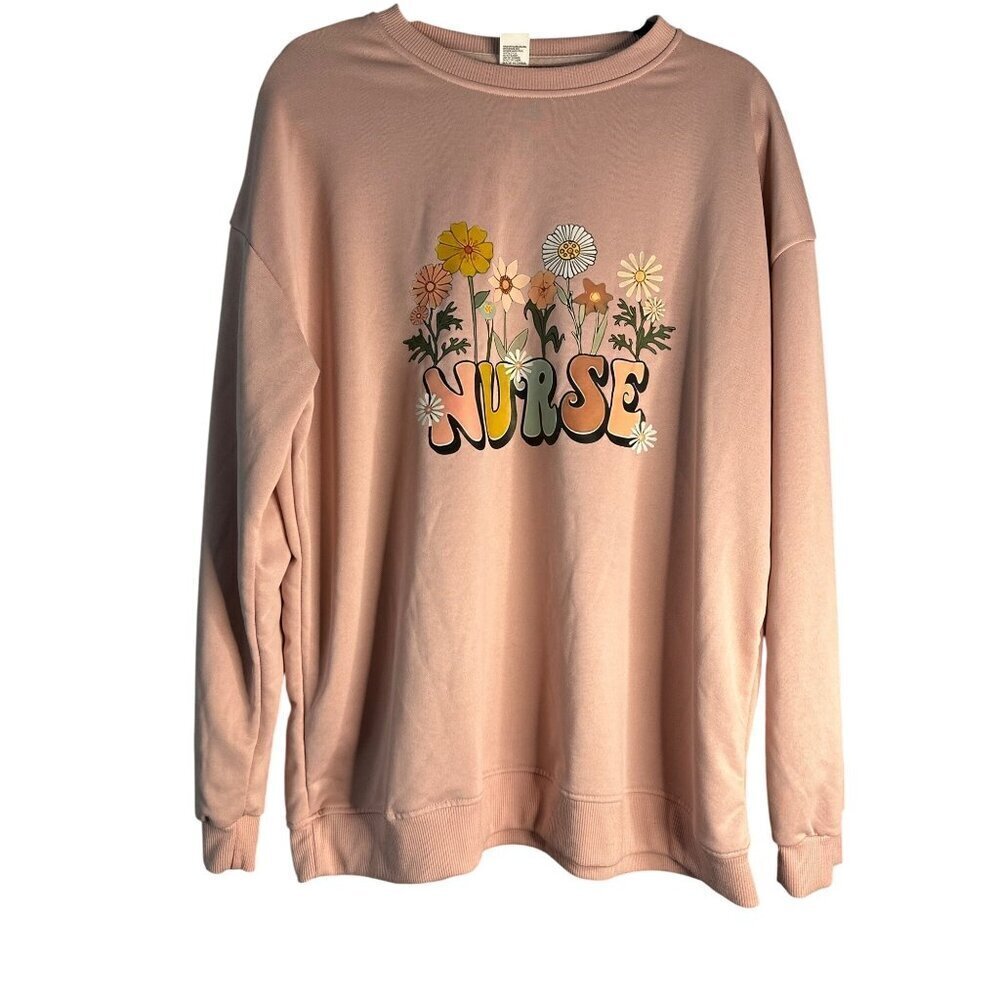 Barbiecore Nurse Sweater XXL | Pink Aesthetic Cozy Crewneck for Cute Med Vibes